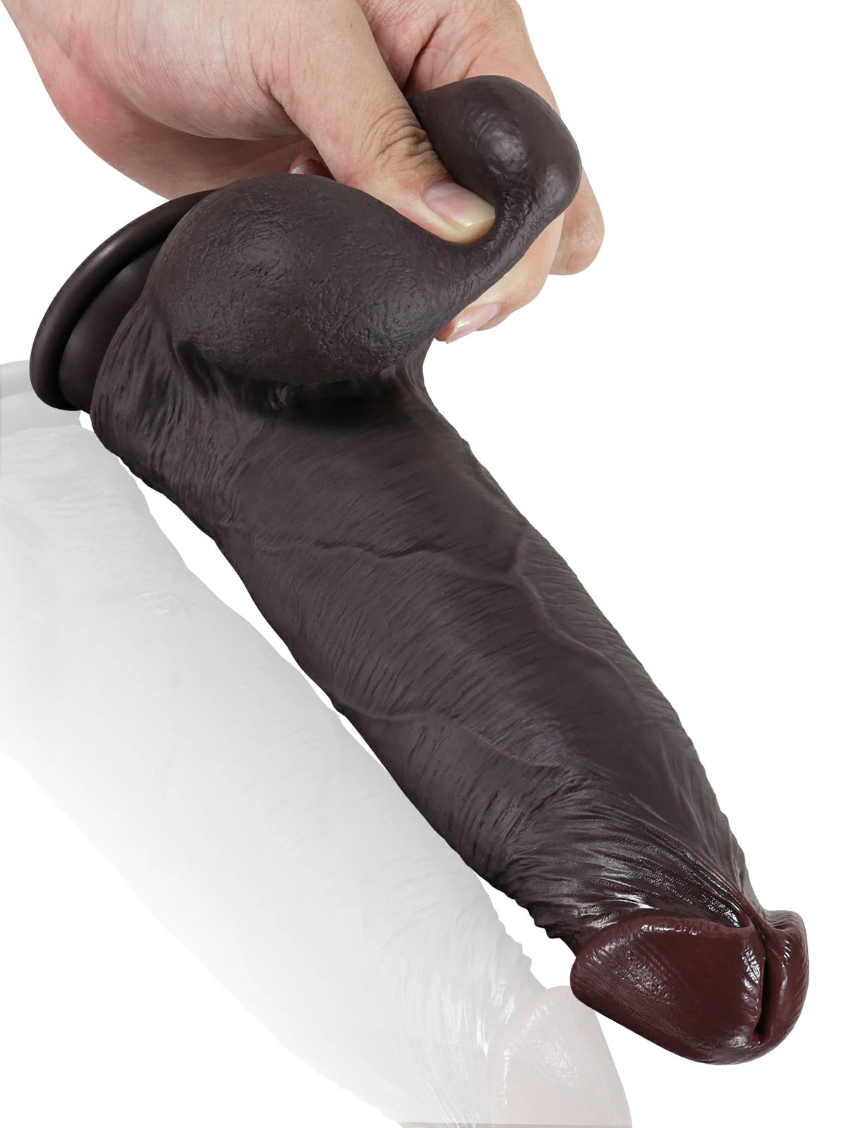 Jorg | 9.2" x 2.2" Tapered Black Realistic Dildo with Sliding Skin & Rosy Glans