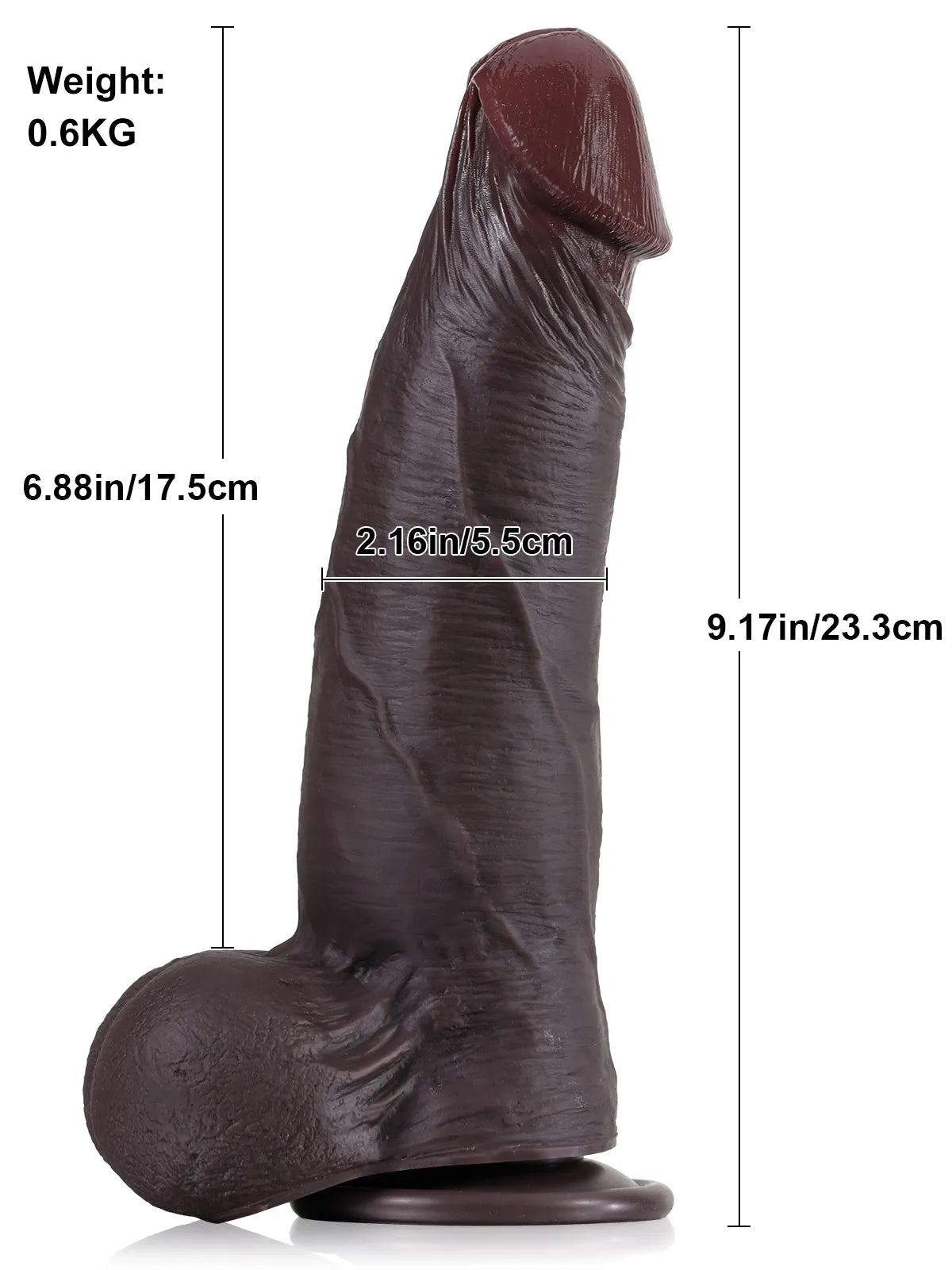 Jorg | 9.2" x 2.2" Tapered Black Realistic Dildo with Sliding Skin & Rosy Glans
