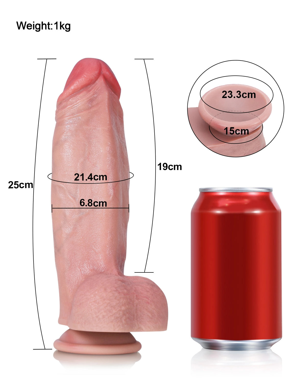 Jorge 9.8" x 2.7" Thick Realistic Silicone Dildo with 3D Triangular Body and Raised Ridge