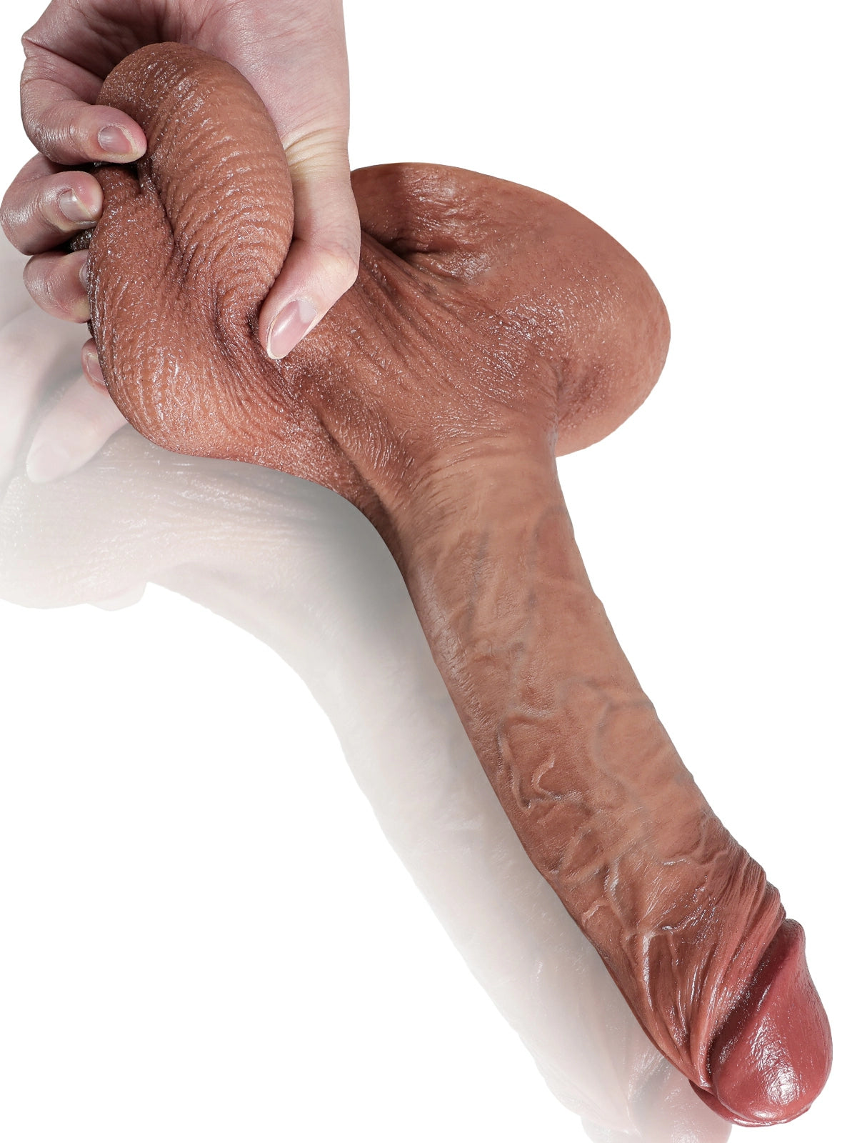 Jozef | 9.6" x 1.85" Realistic Brown Silicone Dildo with Movable Balls
