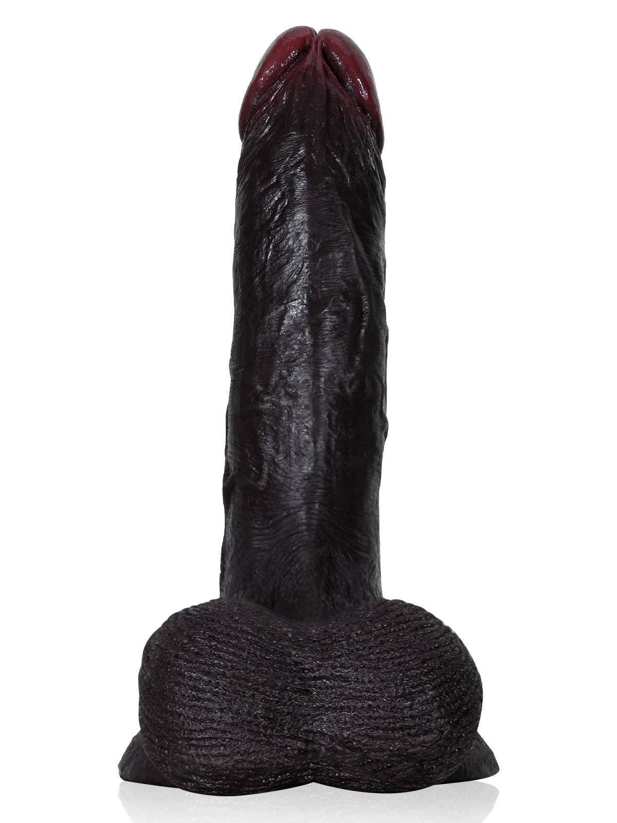 Karl 8.6" x 1.7" Beginner-Friendly Realistic Black Silicone Dildo with Moving Balls