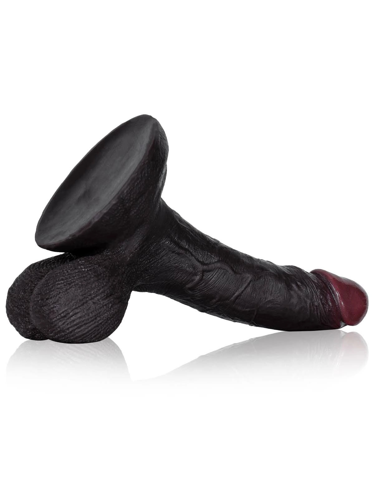 Karl 8.6" x 1.7" Beginner-Friendly Realistic Black Silicone Dildo with Moving Balls