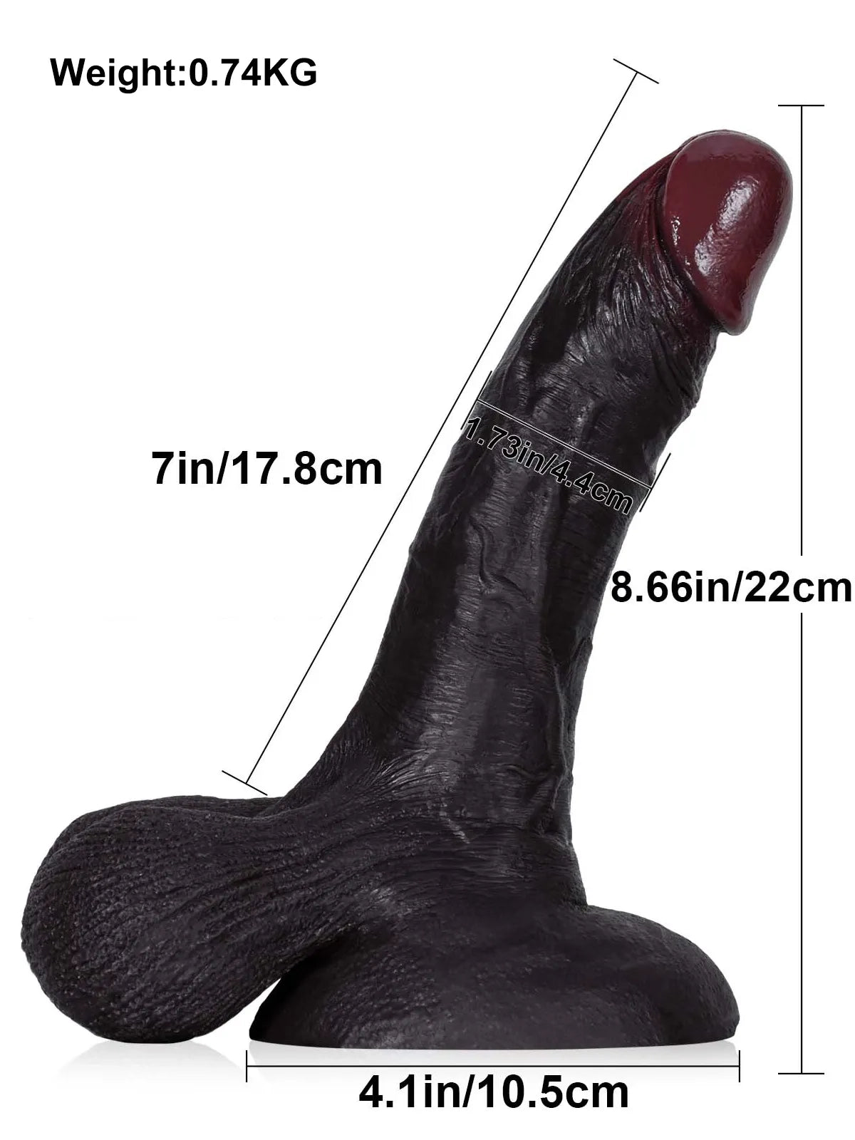 Karl 8.6" x 1.7" Beginner-Friendly Realistic Black Silicone Dildo with Moving Balls