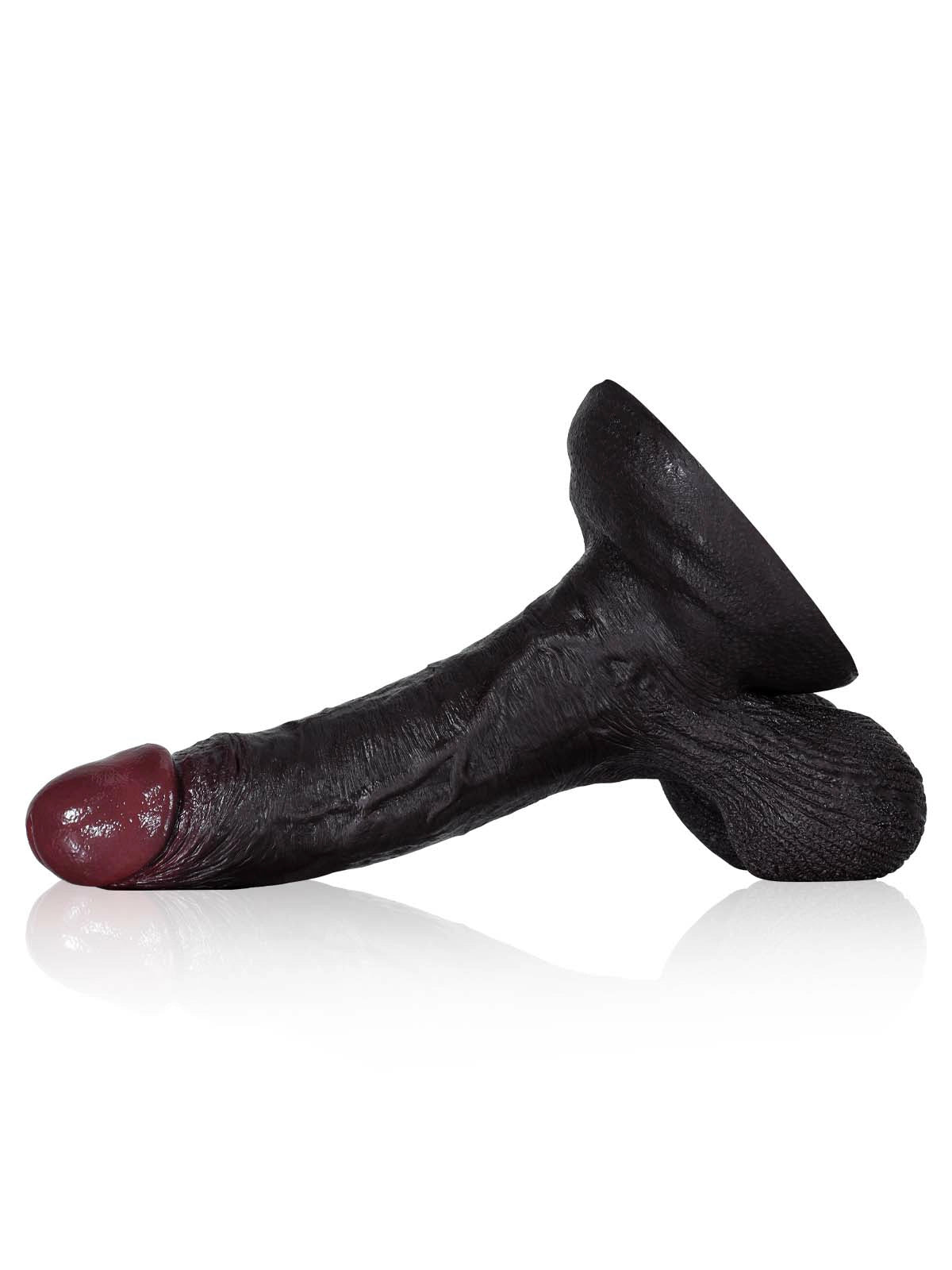 Karl 8.6" x 1.7" Beginner-Friendly Realistic Black Silicone Dildo with Moving Balls