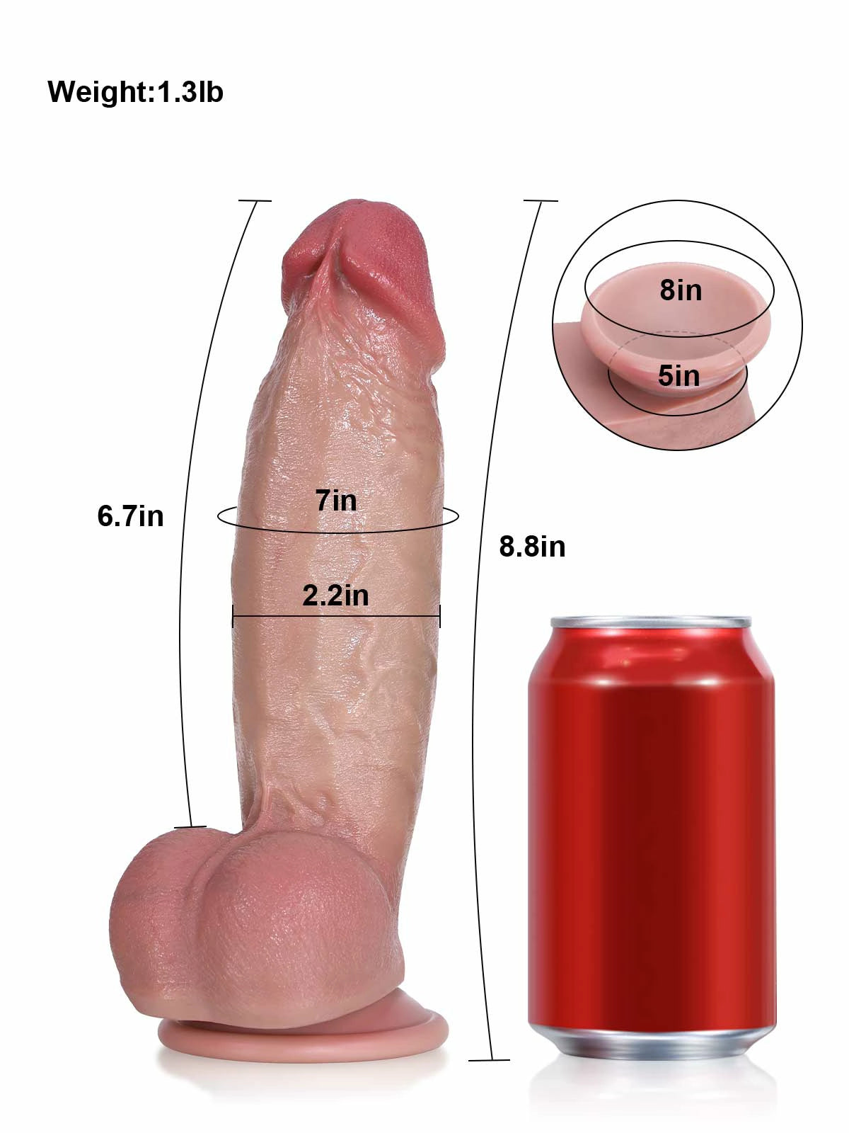 Kimi 8.8" x 2.2" Beginner-Friendly Realistic Silicone Dildo with Sculpted Head