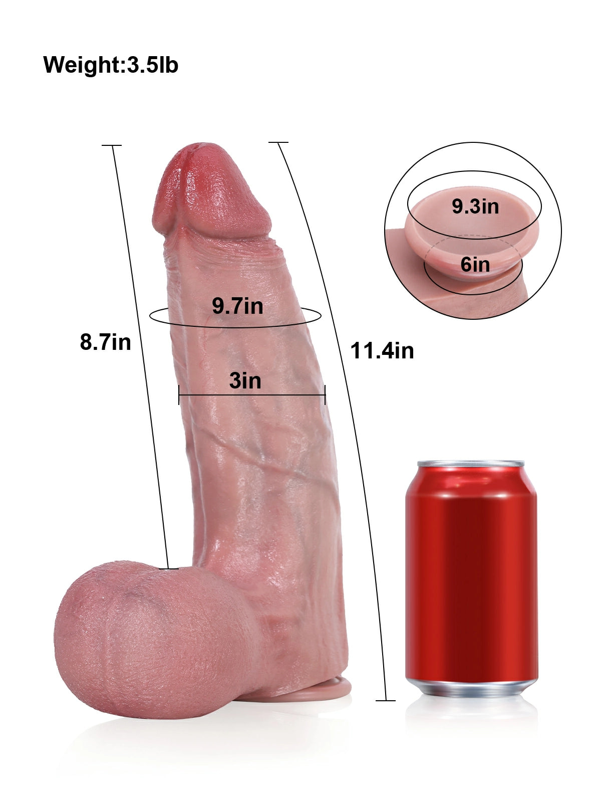 Lee 11.4" x 3" Extra Thick Realistic Silicone Dildo with Soft Flexible Head