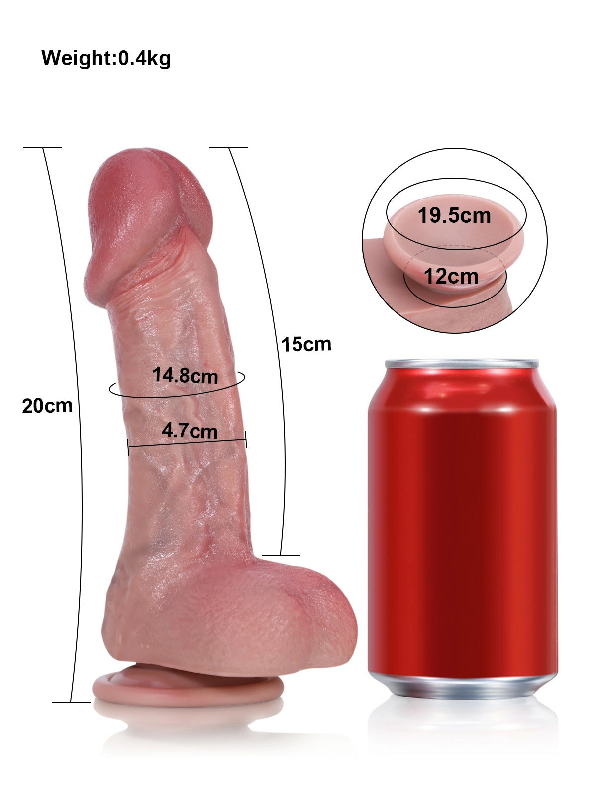 Lewis 8" x 2" Realistic Silicone Dildo with Curved Shaft and Full, Defined Head