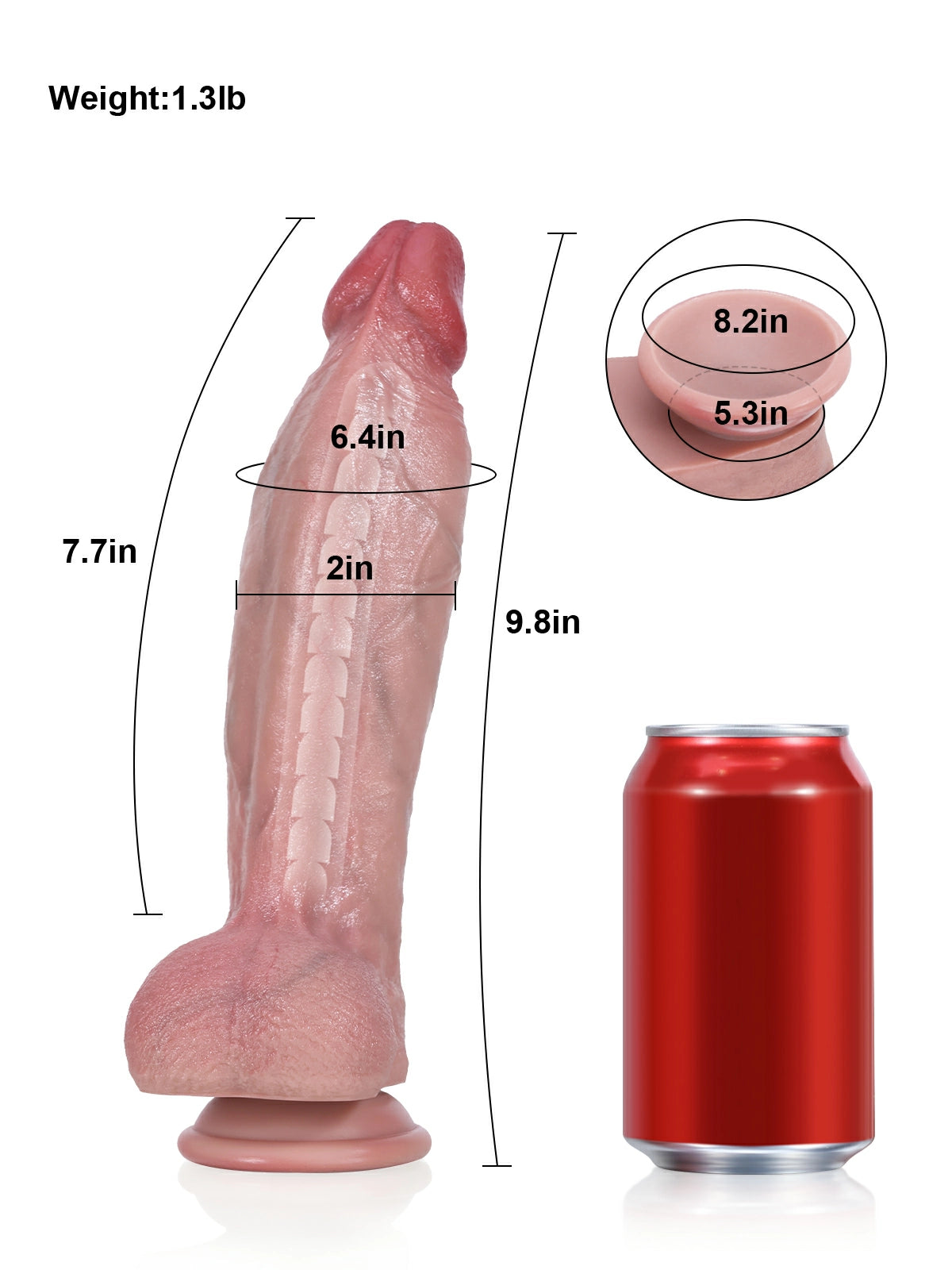 Liam 9.8" x 2" Realistic Silicone Dildo with Bendable Metal Core and Erect Form