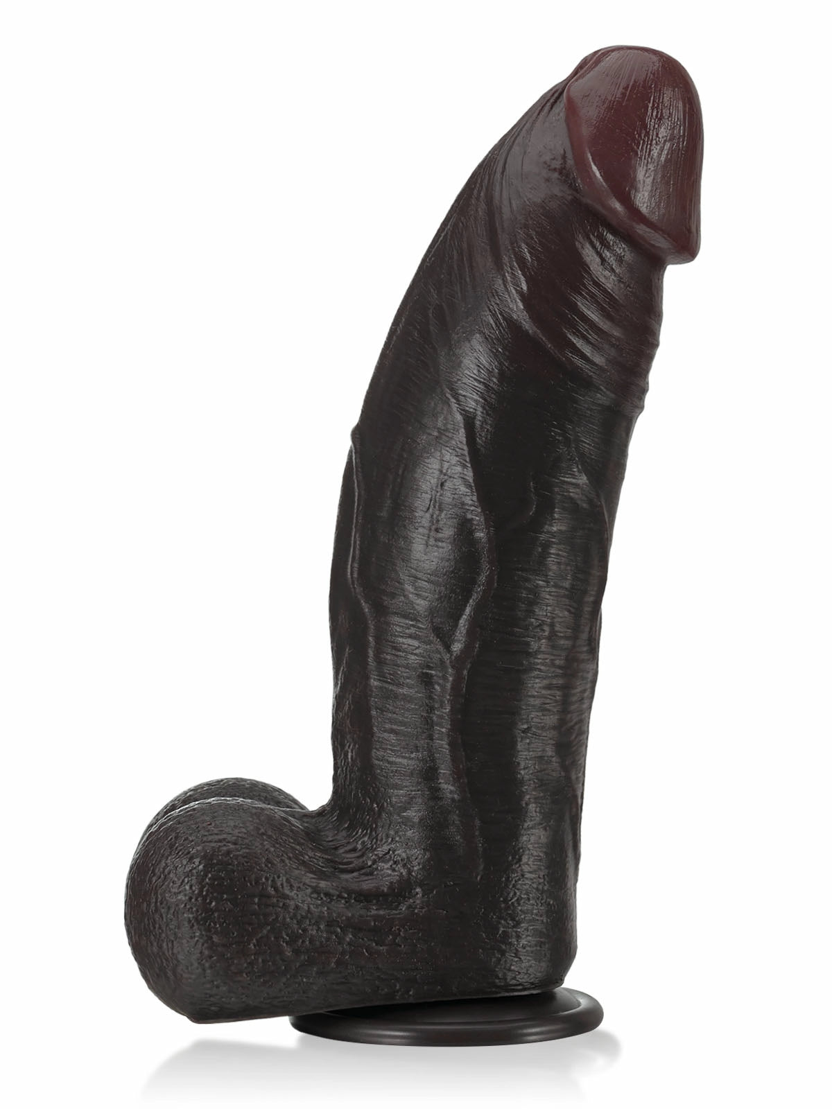 Lukas | 11" x 3" Black Thick Curved Realistic Silicone Dildo