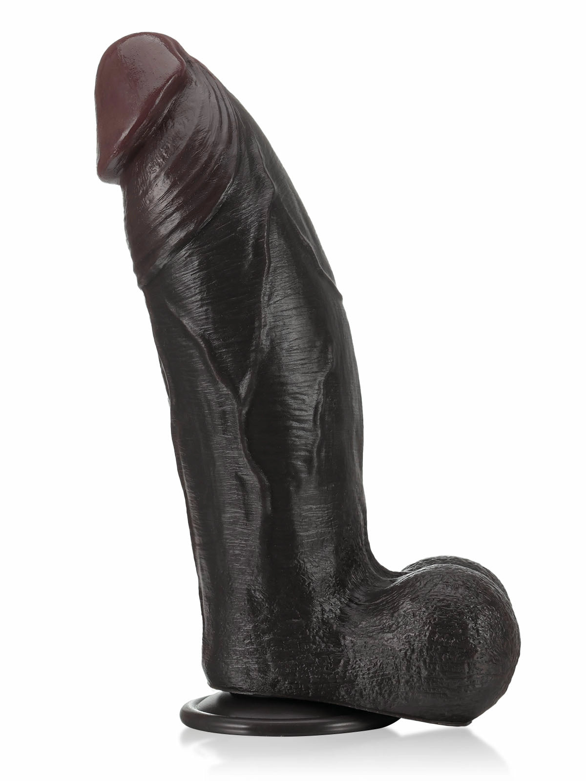 Lukas | 11" x 3" Black Thick Curved Realistic Silicone Dildo