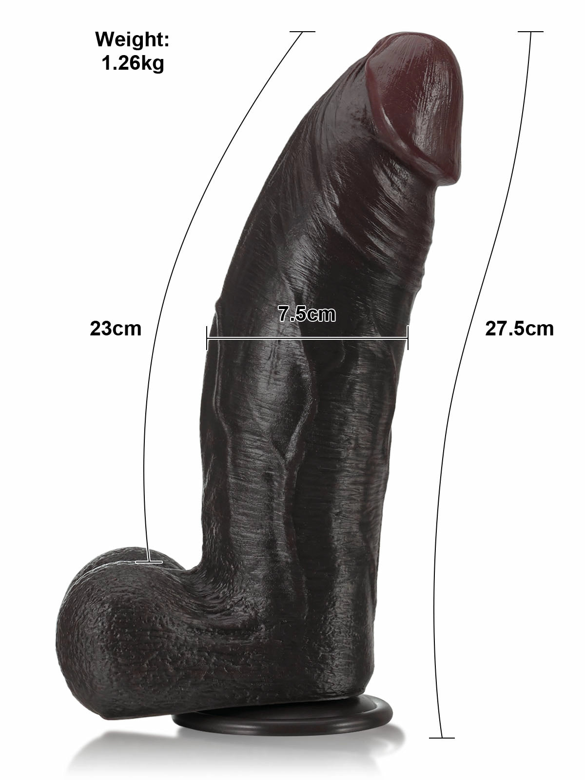 Lukas 11" x 3" Thick Curved Realistic Black Silicone Dildo