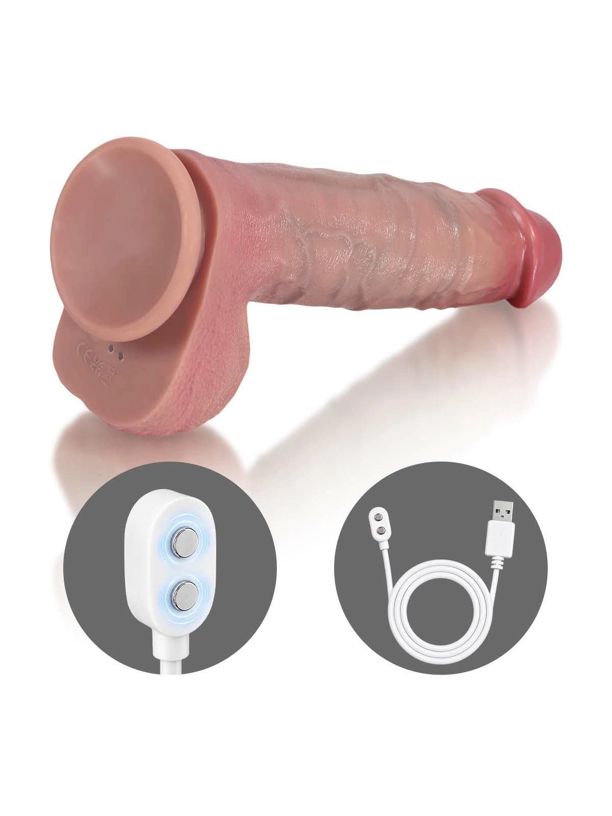 Nico | 9.8" x 2.1" Heated Mushroom-Head Realistic Silicone Dildo with Remote