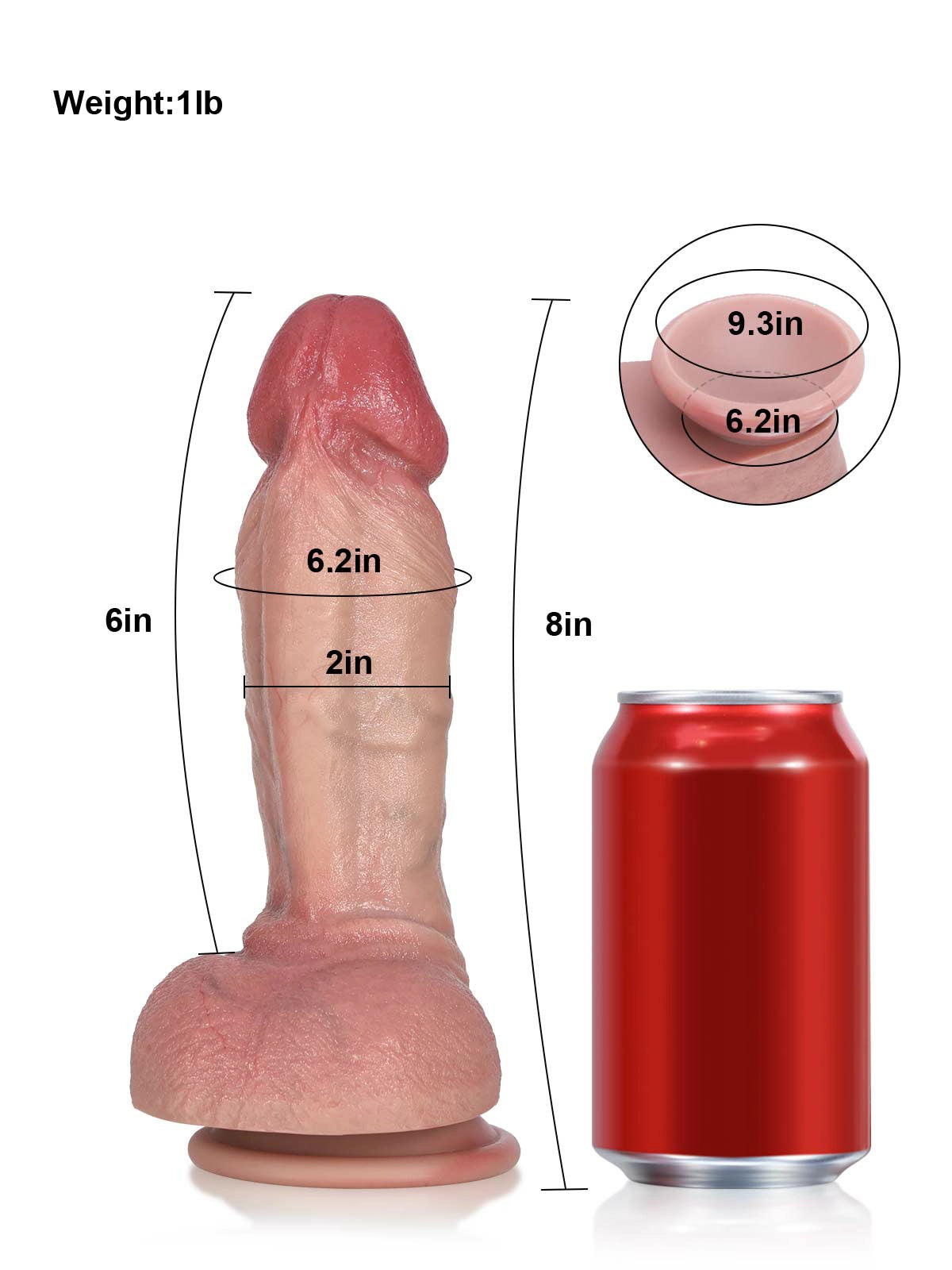 Noah 8" x 2" Realistic Silicone Dildo with Full Underside and Pronounced Coronal Ridge