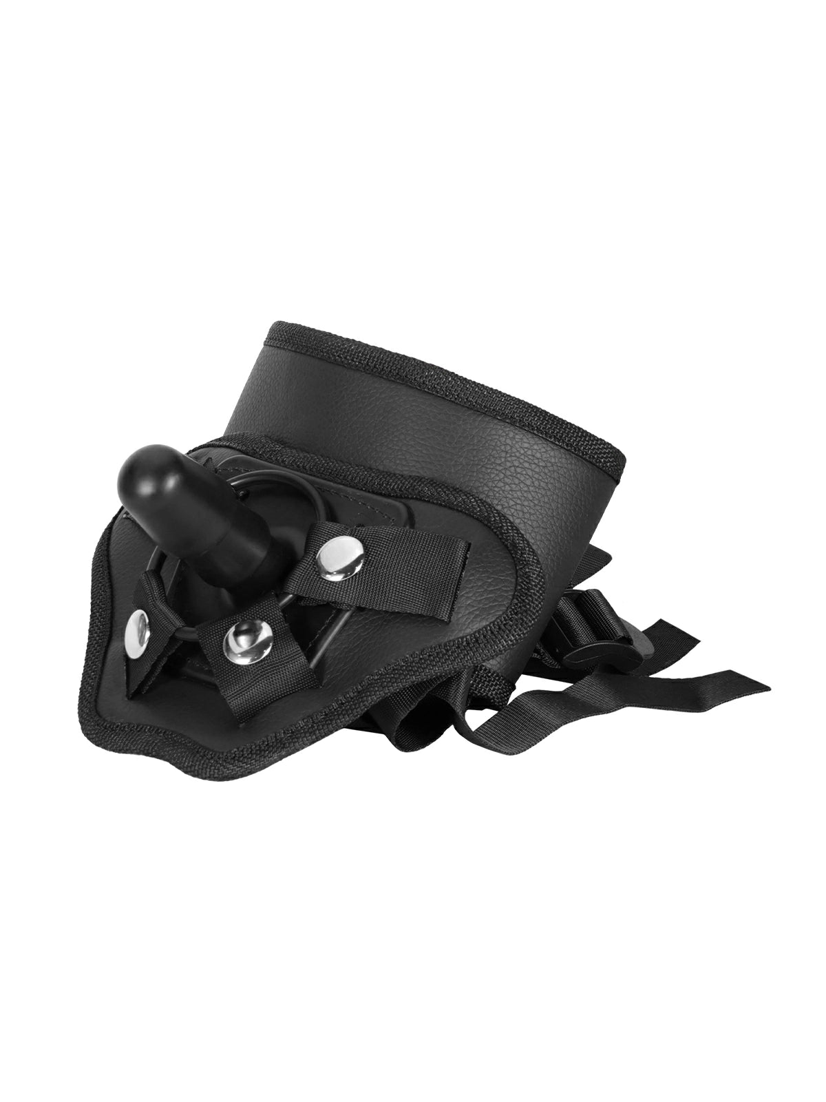 Ralph | Vac-U-Lock Black Leather Strap-On Harness with Adjustable Fit & 3 O-Rings