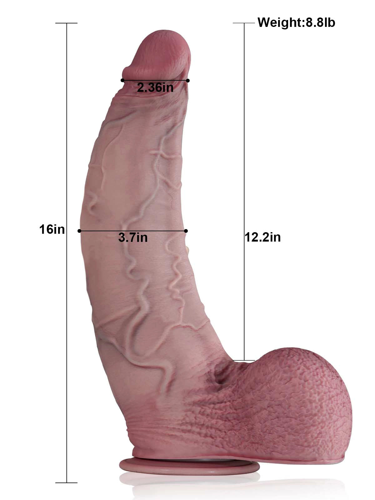 Raptor 16" x 3.7" Our Largest Realistic Silicone Anal Dildo, for Advanced Users Only