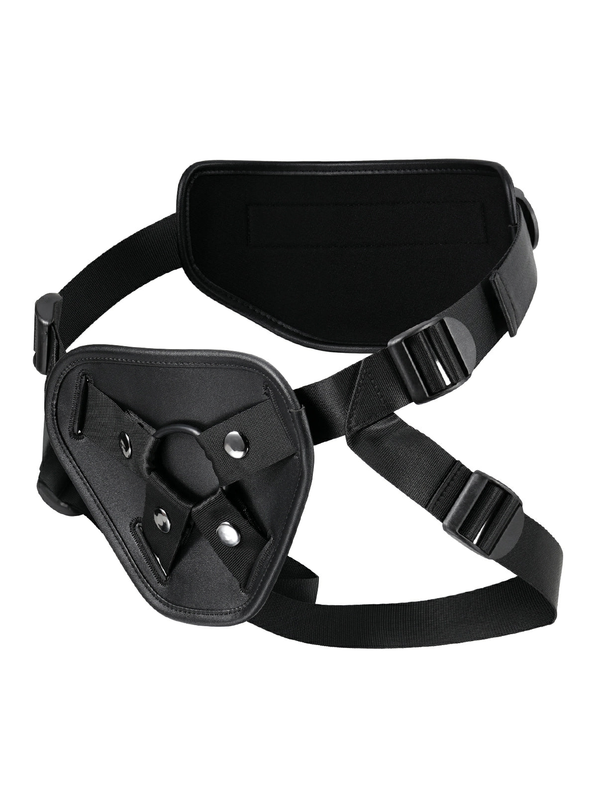 Rex Black Leather Adjustable Strap-On Harness with O-Ring for Suction-Cup Dildos