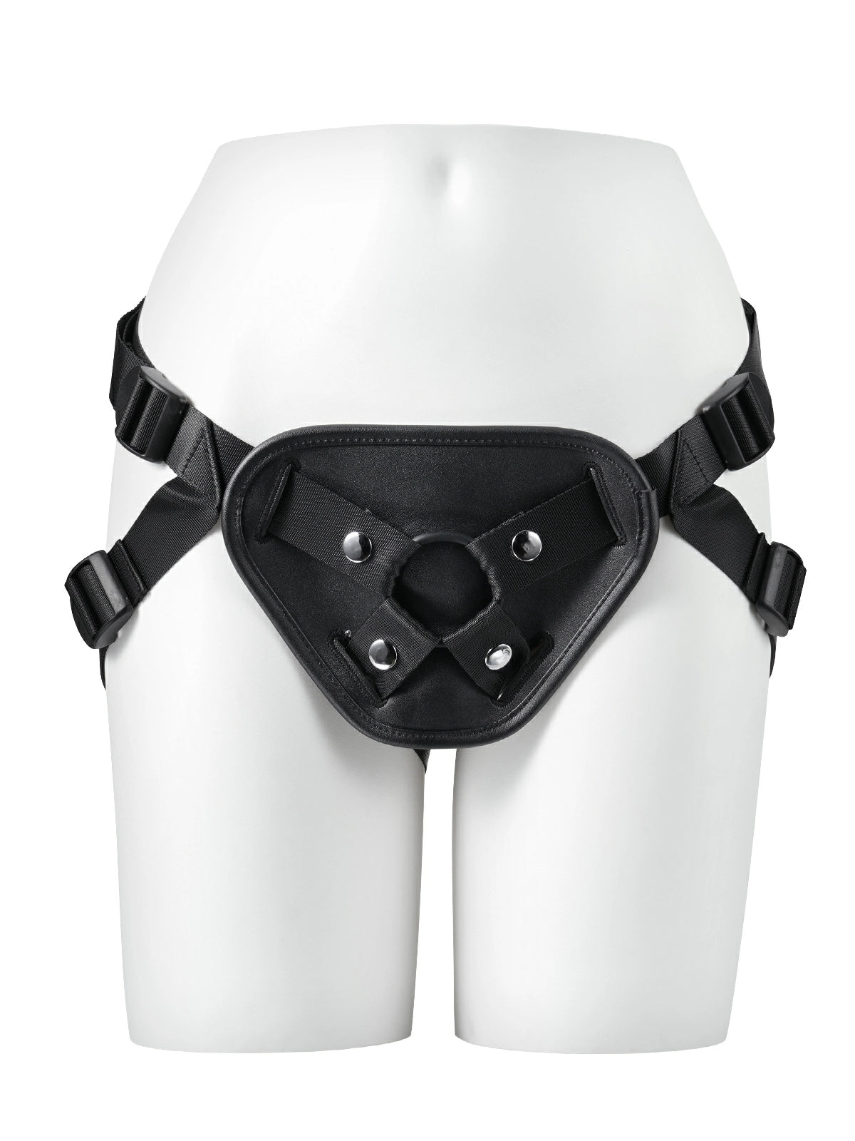 Rex Black Leather Adjustable Strap-On Harness with O-Ring for Suction-Cup Dildos