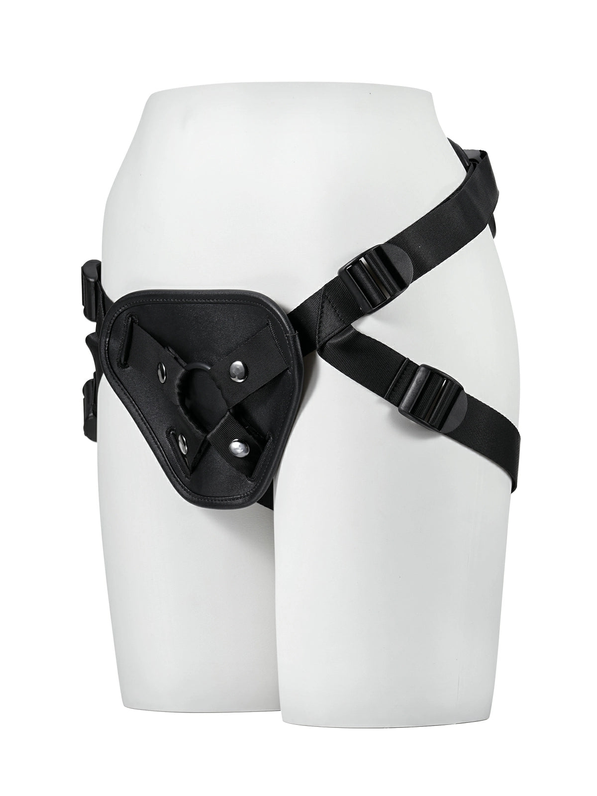 Rex Black Leather Adjustable Strap-On Harness with O-Ring for Suction-Cup Dildos