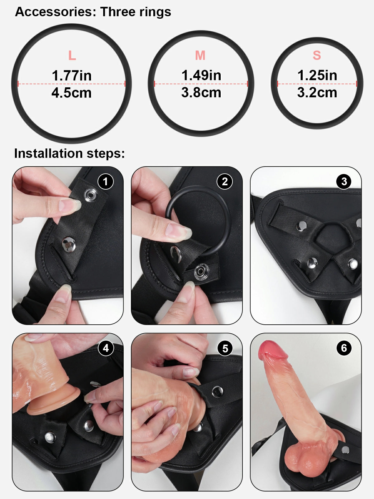 Rex Black Leather Adjustable Strap-On Harness with O-Ring for Suction-Cup Dildos