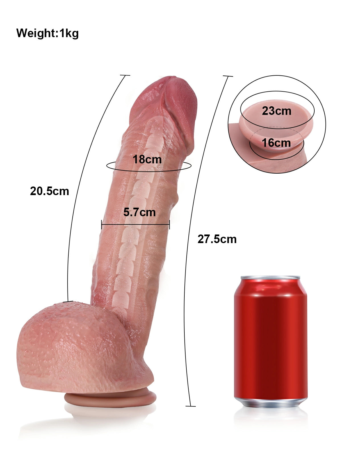 Rockwell 10.8" x 2.2" Realistic Silicone Dildo with Wrinkled Skin Texture and Bendable Core