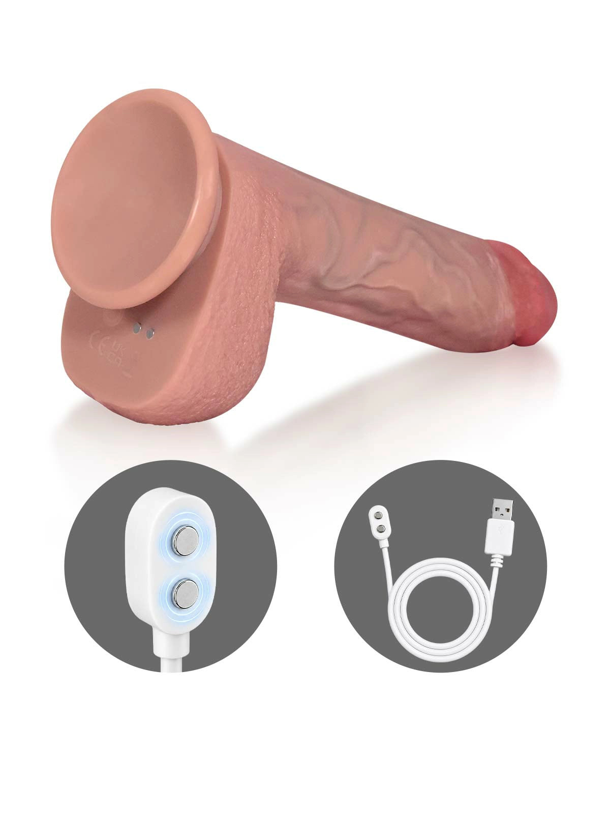 Roman | 8.8" x 1.7" Heated Thrusting Vibrating Silicone Dildo with Tip Motor & Remote