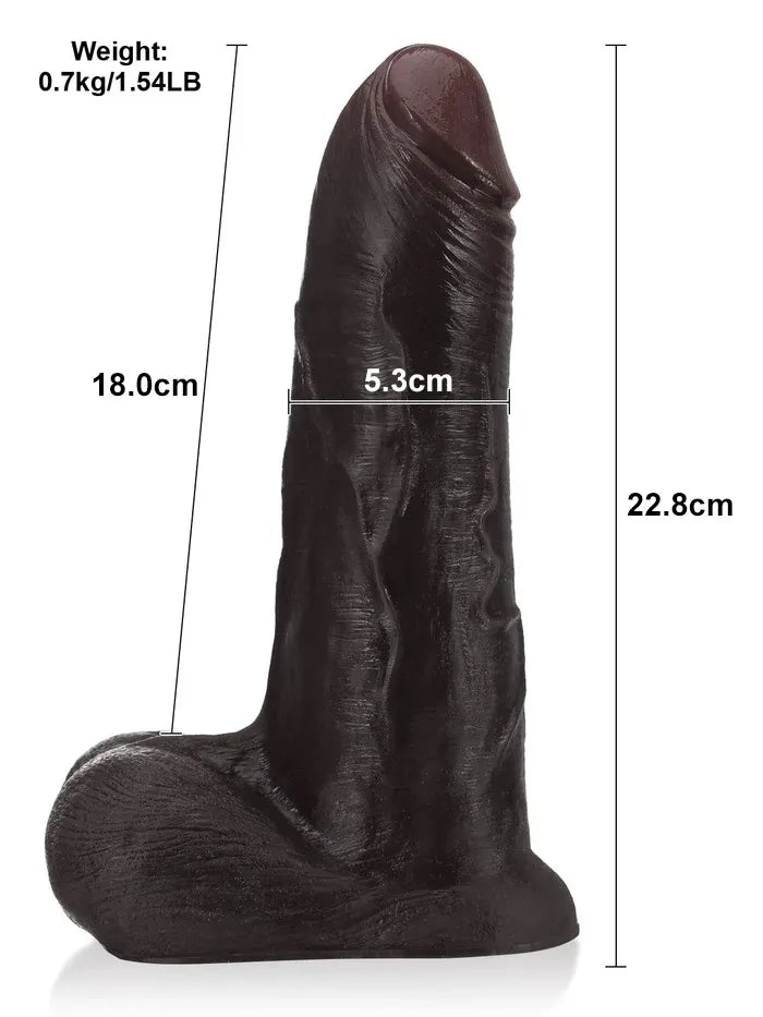 Ryder 9" x 2.1" Striking Black Realistic Silicone Dildo with Gliding Skin and Vac-U-Lock