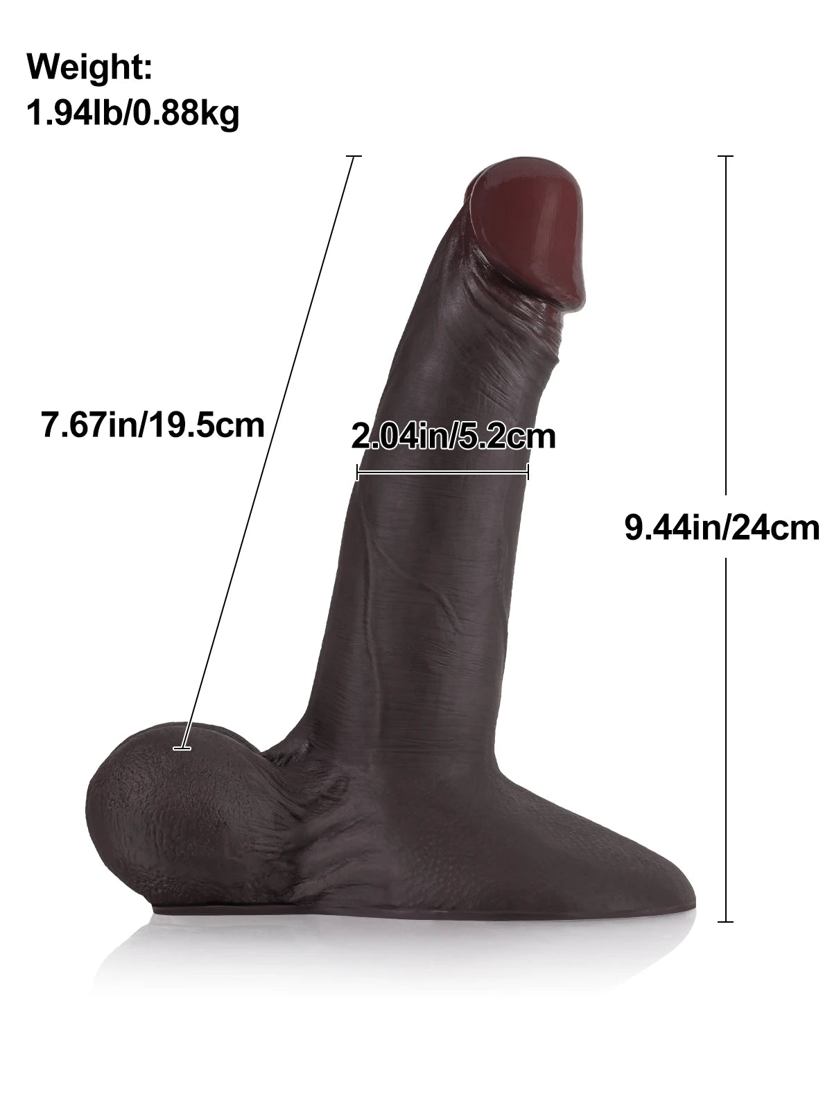 Lichtner | 9.4" x 2" Black Vac-U-Lock Realistic Dildo with Sliding Skin & Moving Balls