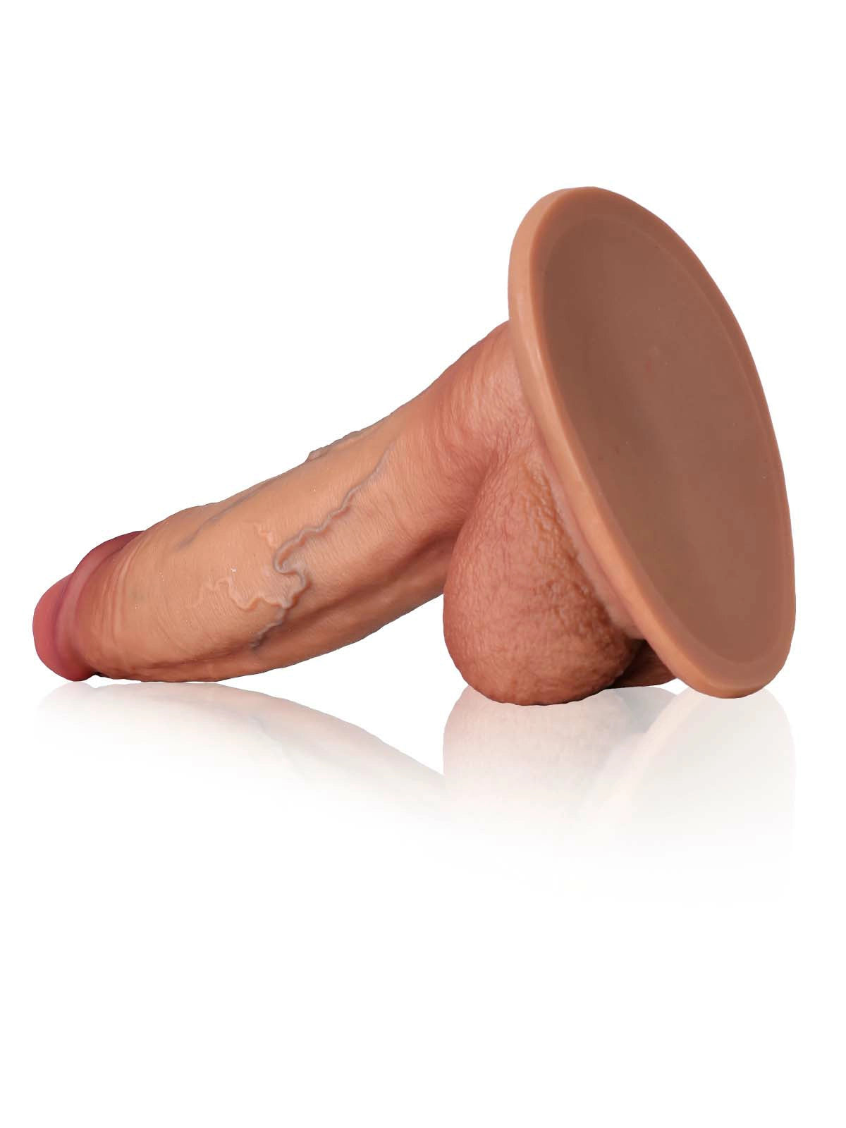 Schulze 12.2" x 2.7" Thick Curved Realistic Tan Silicone Dildo