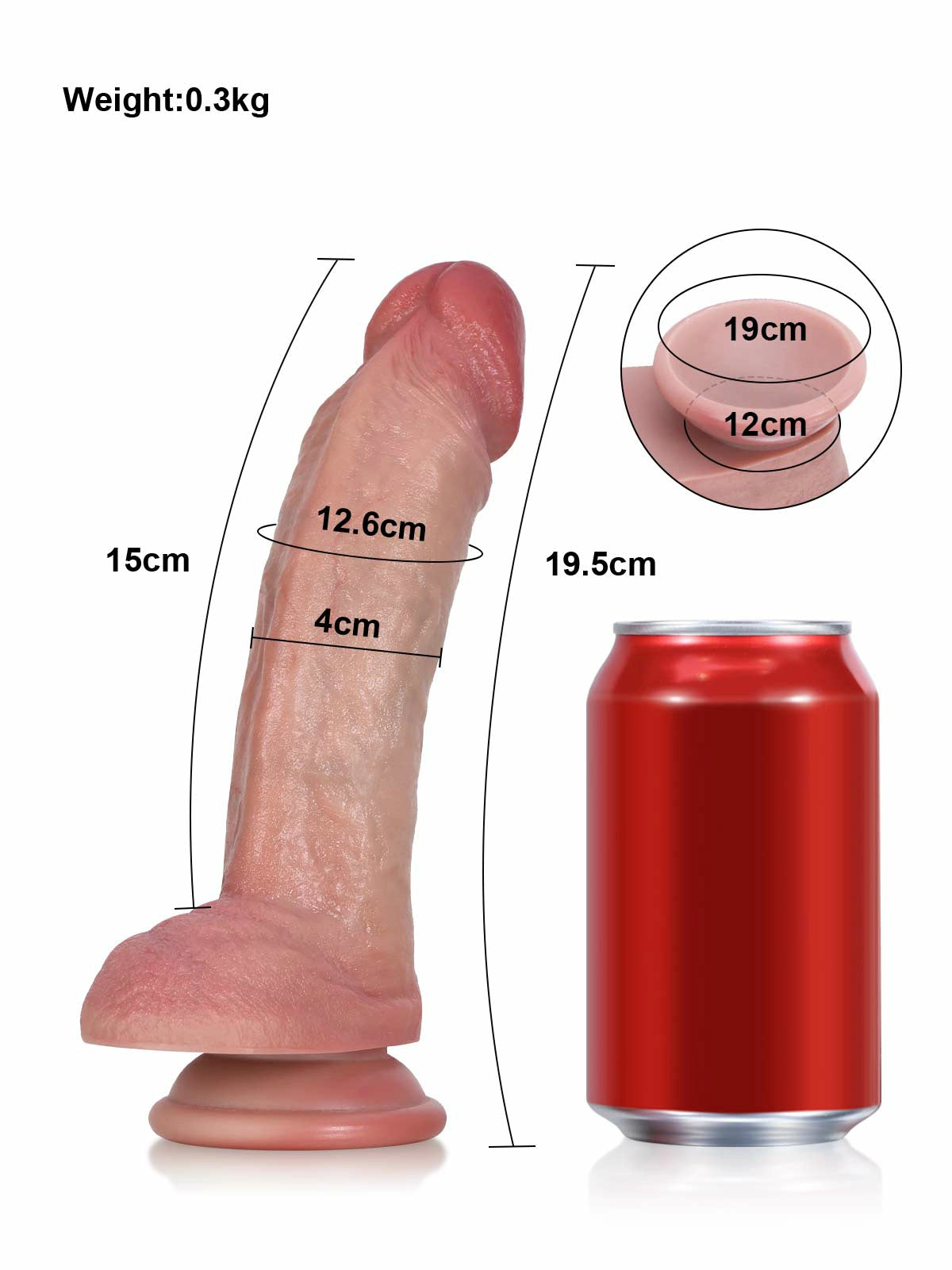 Sebastian 7.7" x 1.6" Lightweight Realistic Silicone Dildo for Beginners