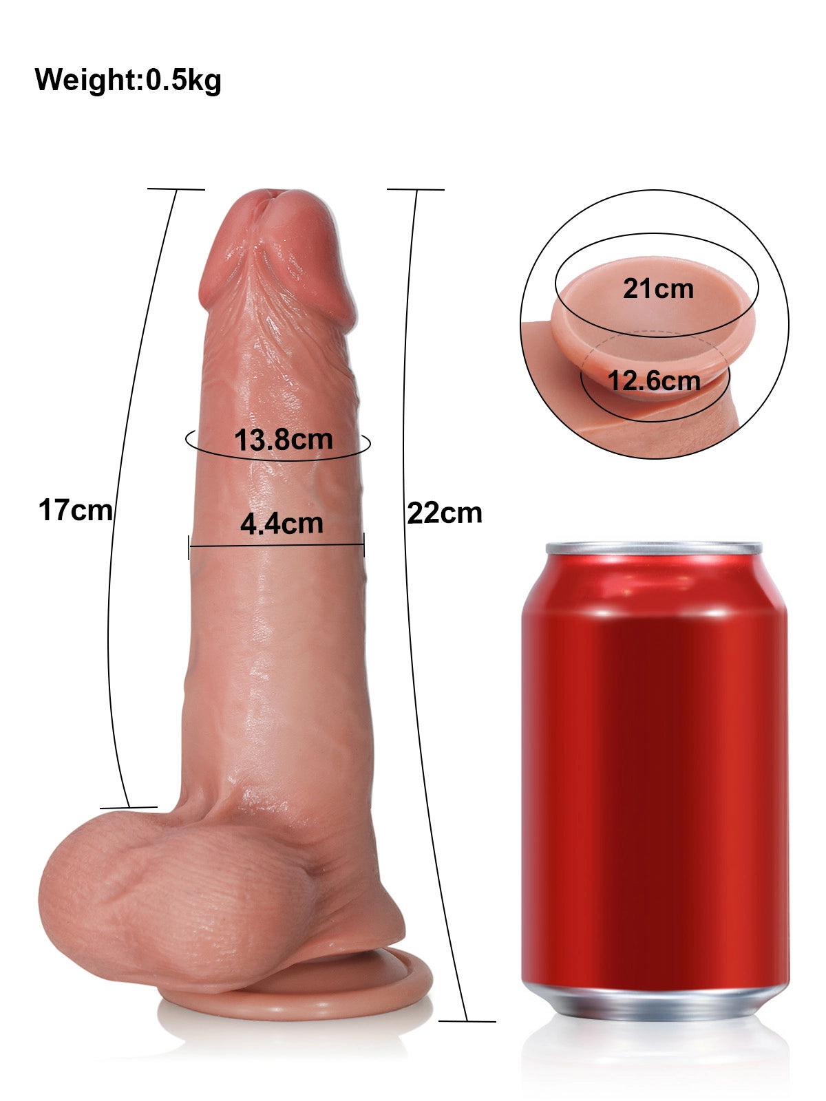 Sem 8.7" x 1.7" Flesh-Tone Realistic Dildo with Sliding Skin Layer & Split Rosy Glans
