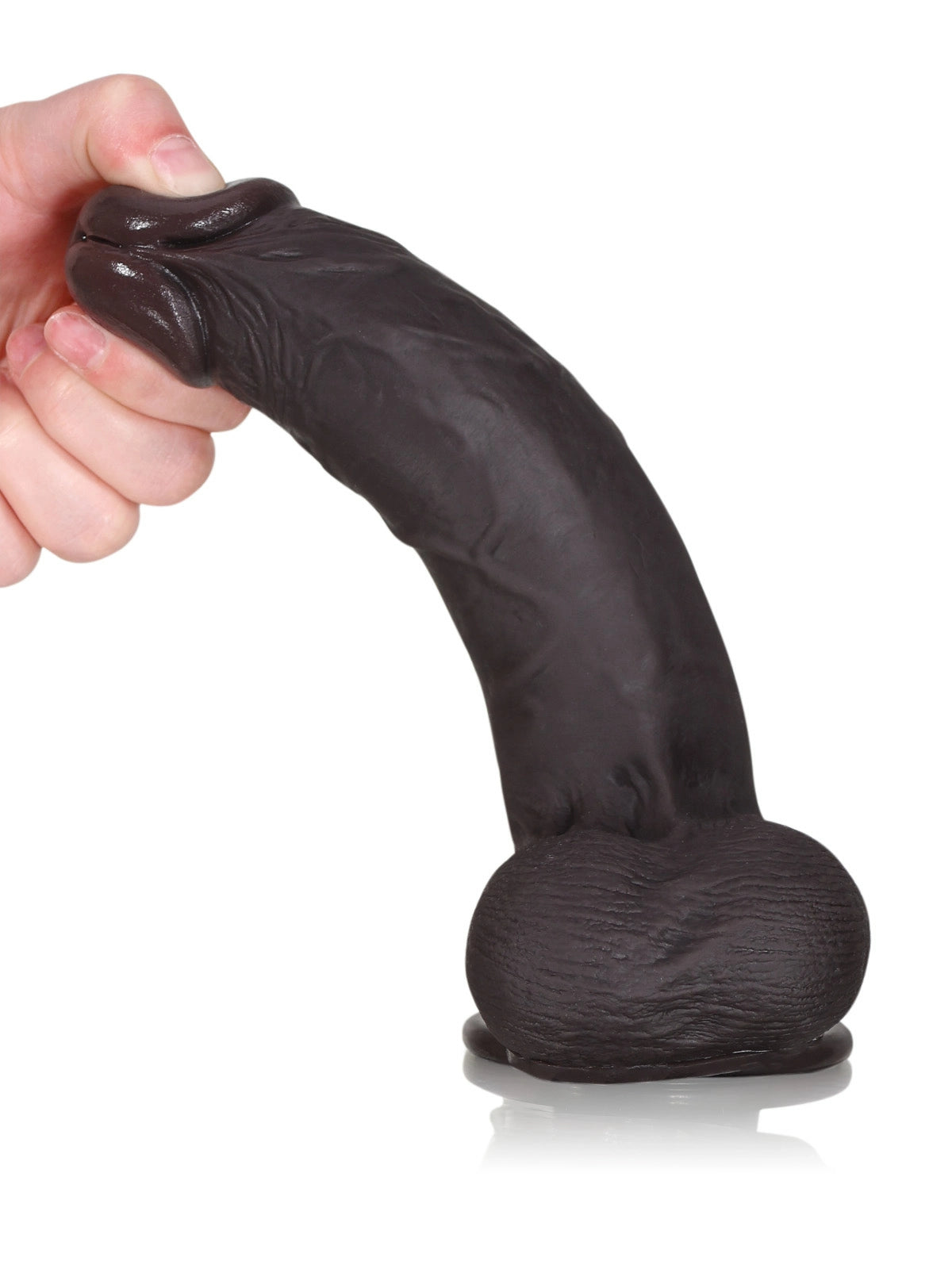 Sem | 8.7" x 1.7" Black Realistic Silicone Dildo with Sliding Skin & Moving Balls