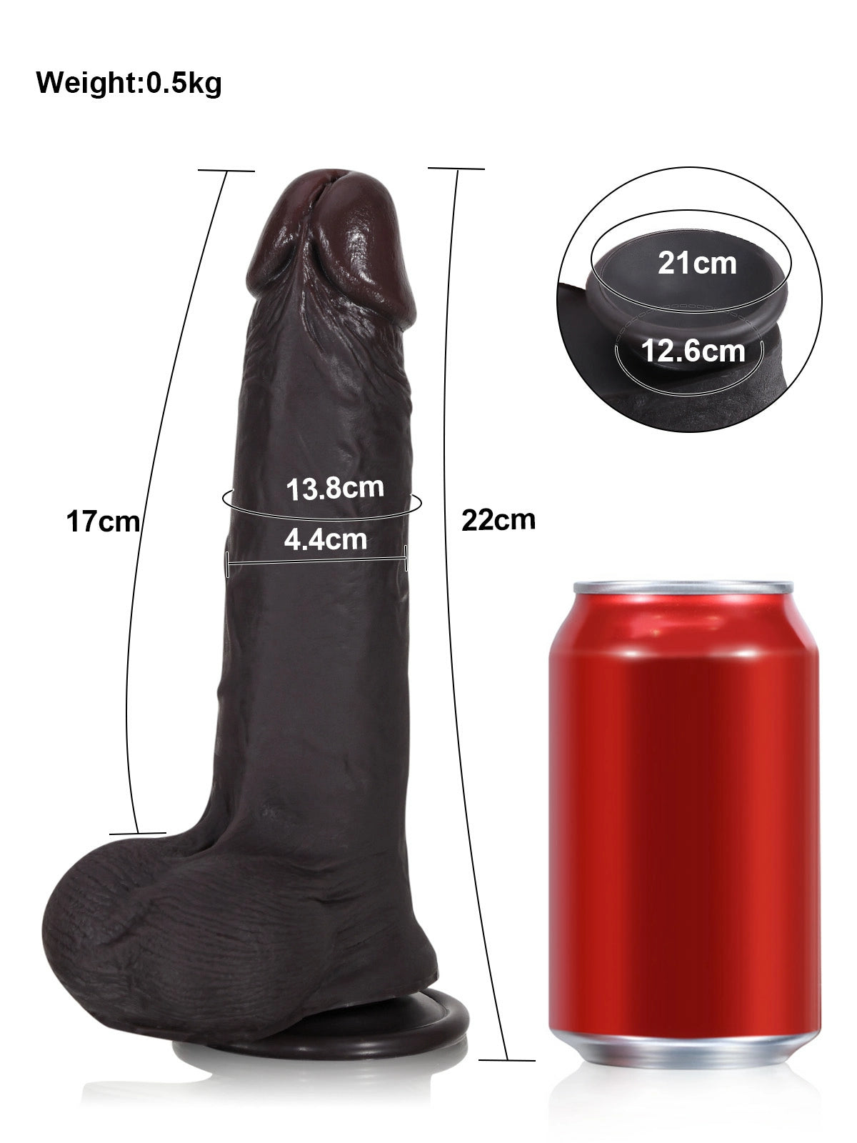 Sem 8.7" x 1.7" Striking Black Realistic Silicone Dildo with Gliding Skin Layer