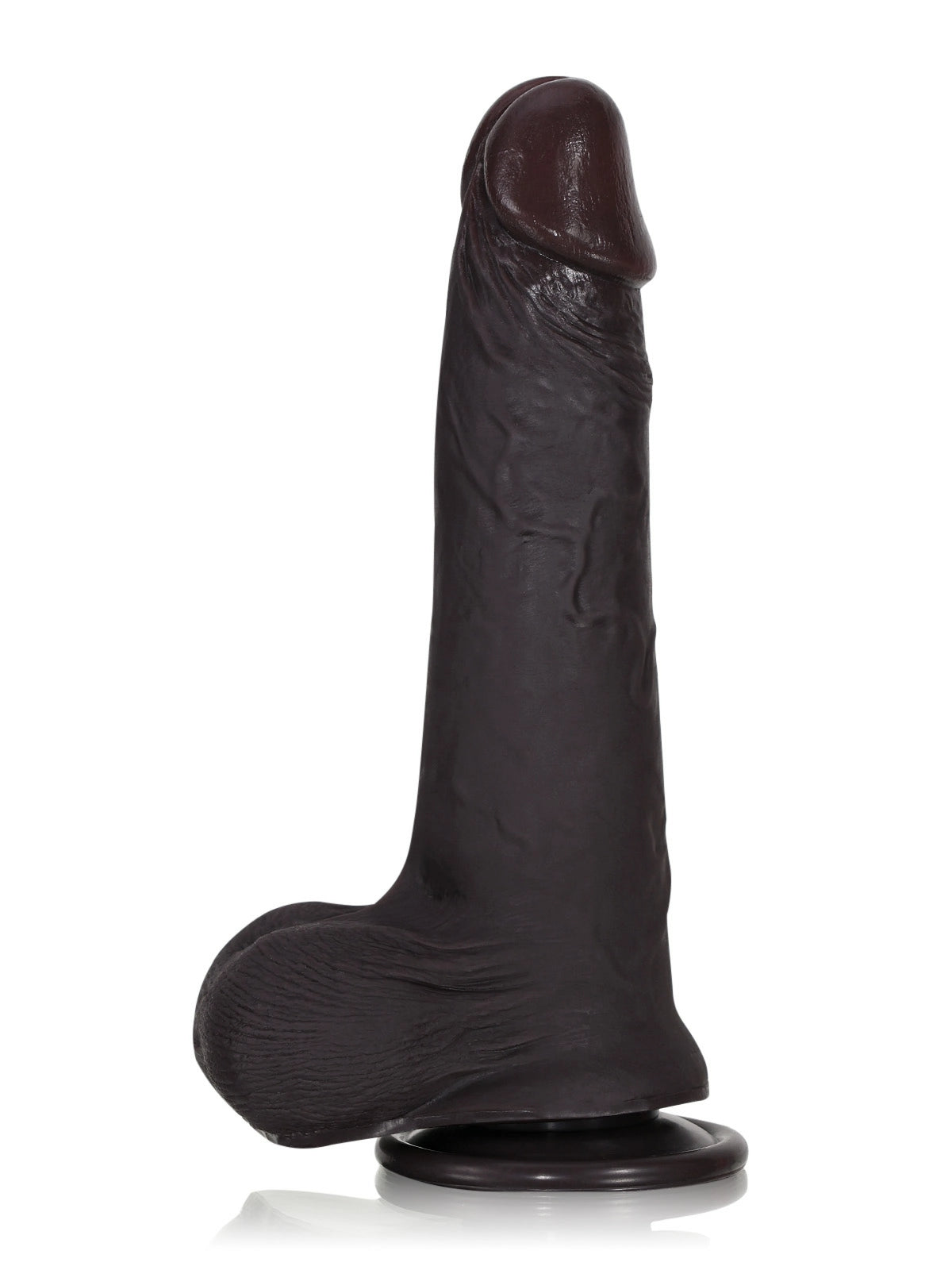 Sem | 8.7" x 1.7" Black Realistic Silicone Dildo with Sliding Skin & Moving Balls