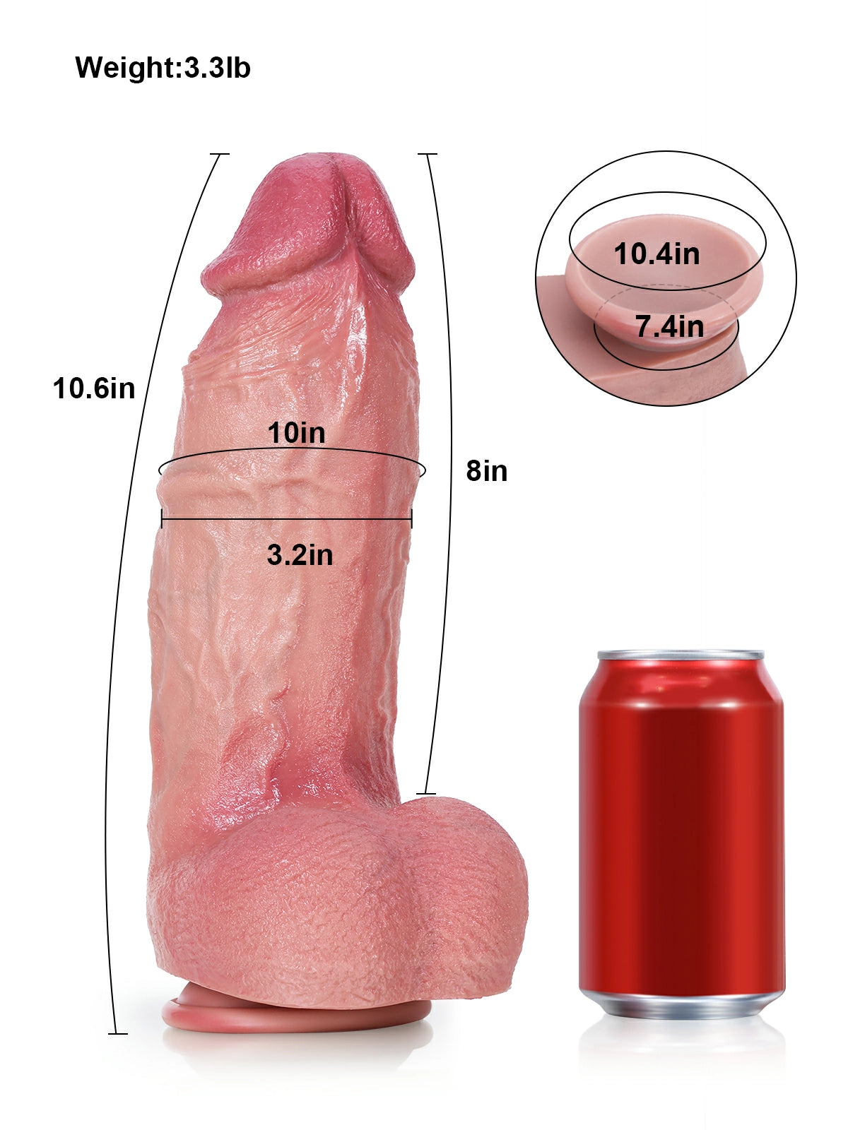 Thor 9" x 2.4" Thick Compact Realistic Silicone Dildo