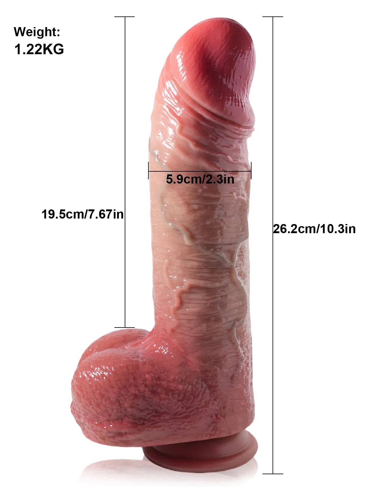 Tjark 10.3" x 2.3" Motorised Realistic Silicone Dildo with Rounded Head & Lifted Tip