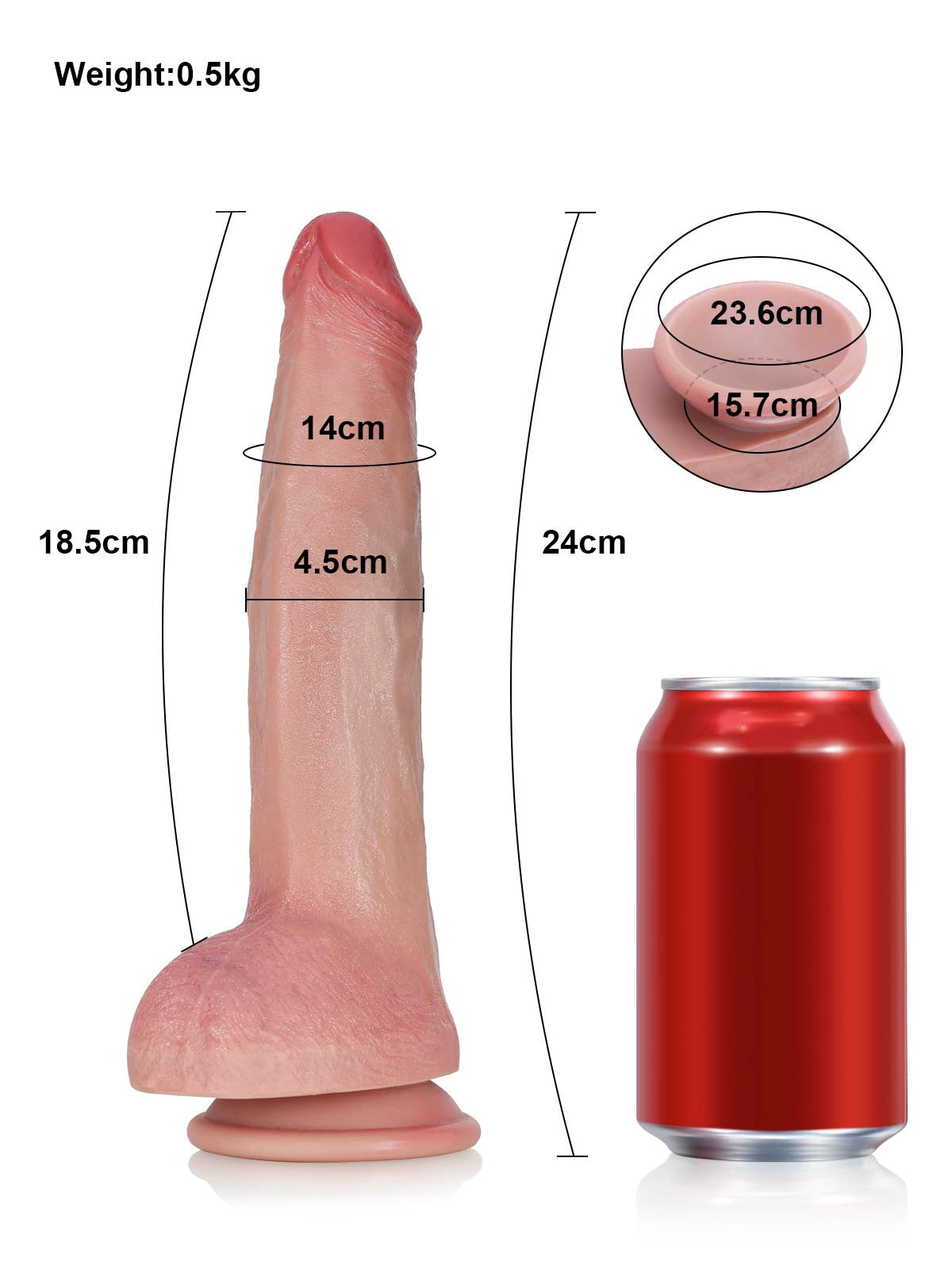 Tristan 9.5" x 1.8" Slim Realistic Silicone Dildo with Tapered Head