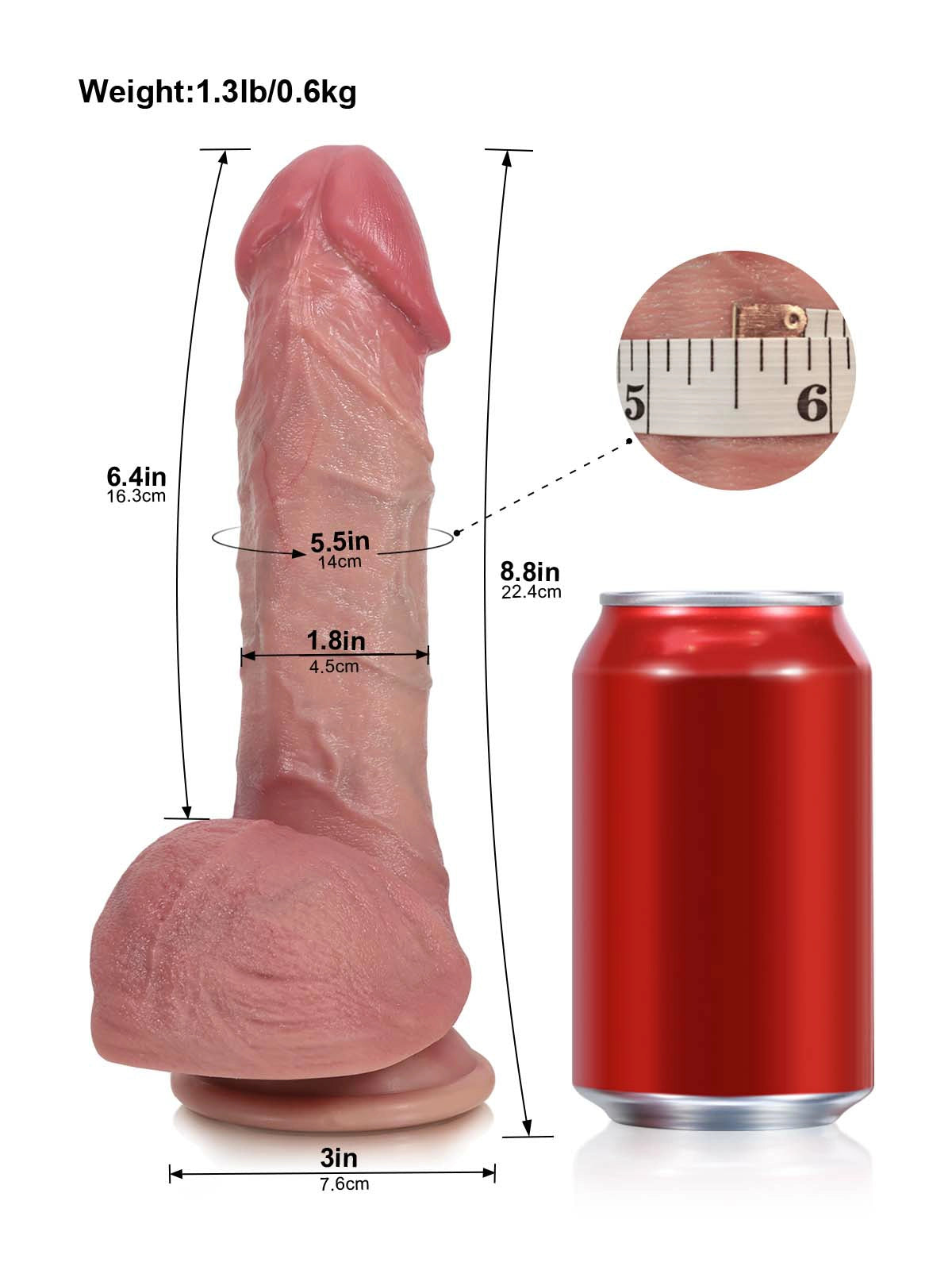 Victor | 8.8" x 1.8" Heated Thrusting Vibrating Realistic Silicone Dildo with Remote