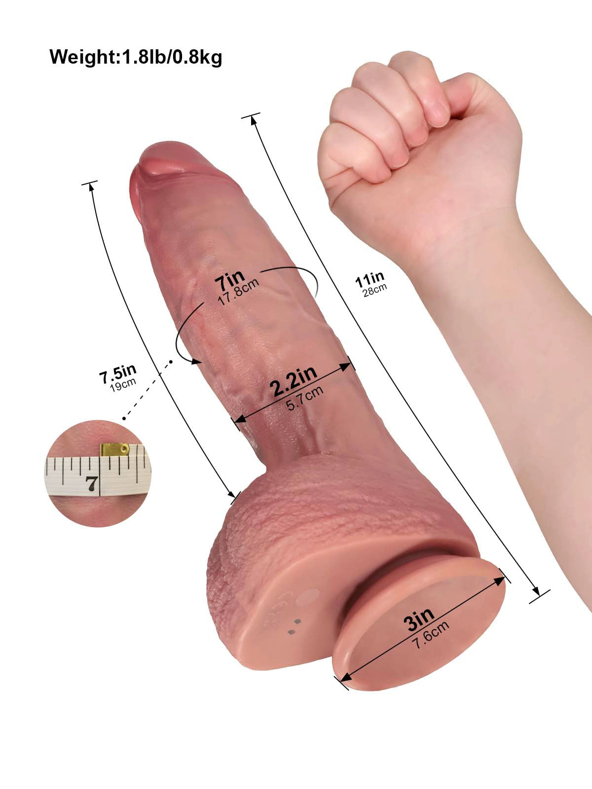 Vincent | 11" x 2.2" Heated Thrusting Vibrating Realistic Silicone Dildo with Remote