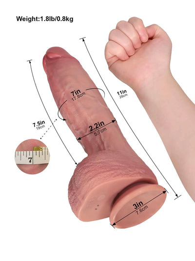 Vincent | 11" x 2.2" Heated Thrusting Vibrating Realistic Silicone Dildo with Remote