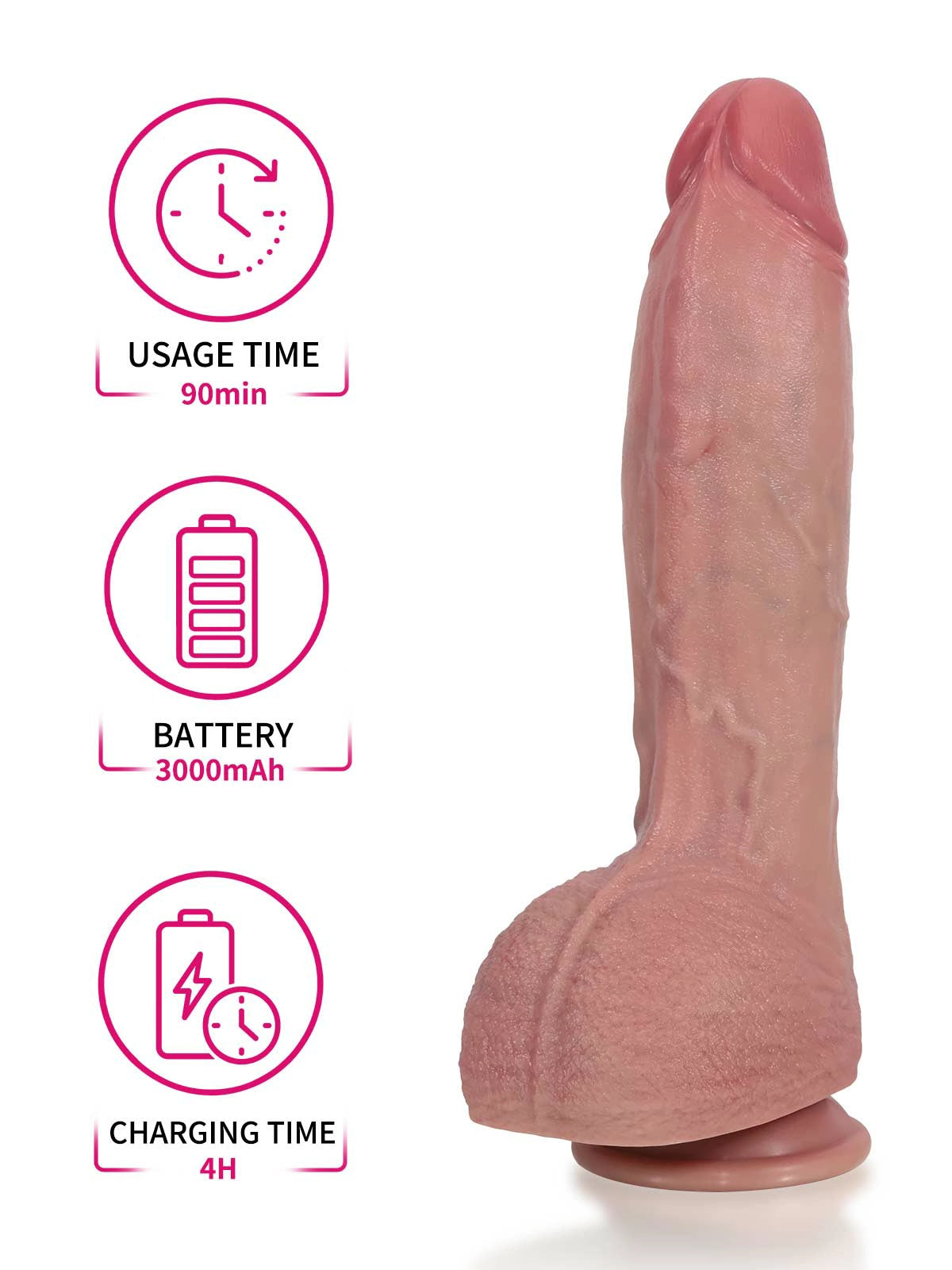 Vincent | 11" x 2.2" Heated Thrusting Vibrating Realistic Silicone Dildo with Remote