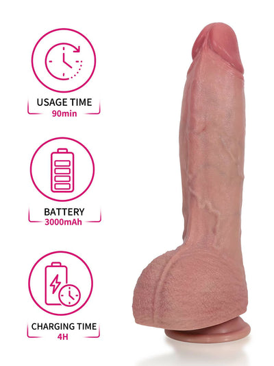 Vincent | 11" x 2.2" Heated Thrusting Vibrating Realistic Silicone Dildo with Remote