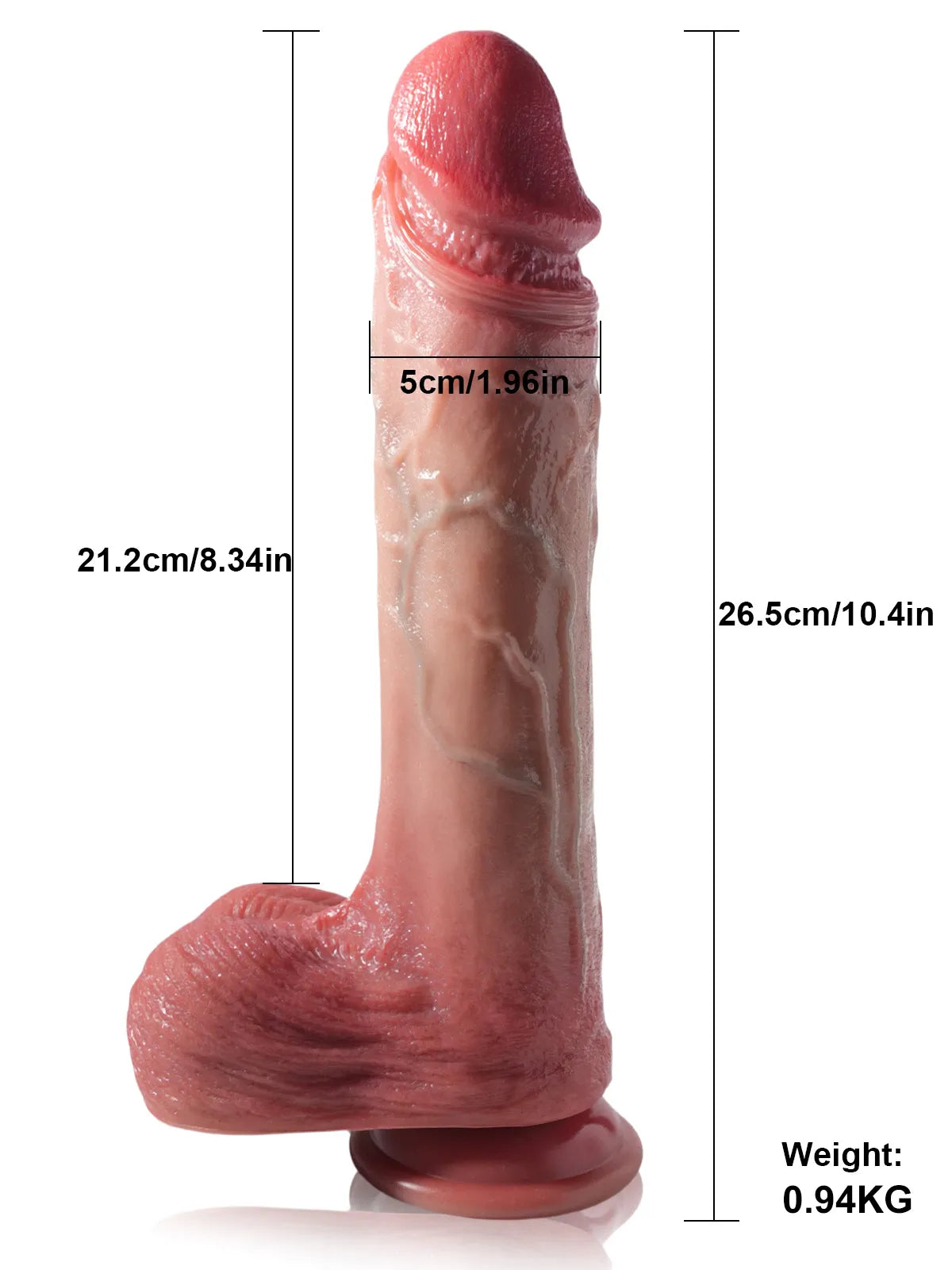 Volker 10.4" x 2" Self-Thrusting Realistic Silicone Dildo with Moving Balls & Spine Vein