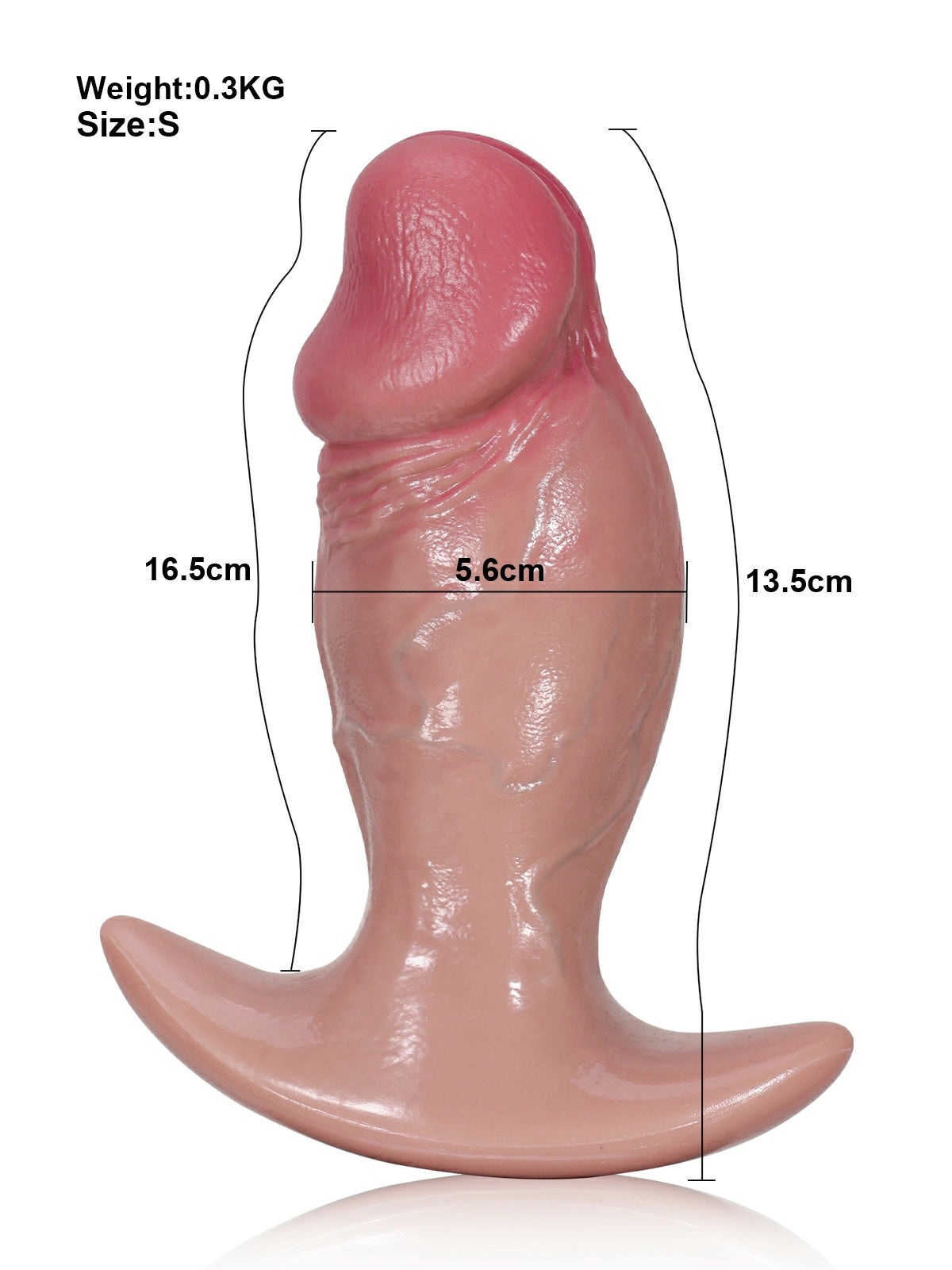 Willi 6.5" x 2.2" Realistic Silicone Dildo-Butt Plug with Torpedo Shape and Grip Base