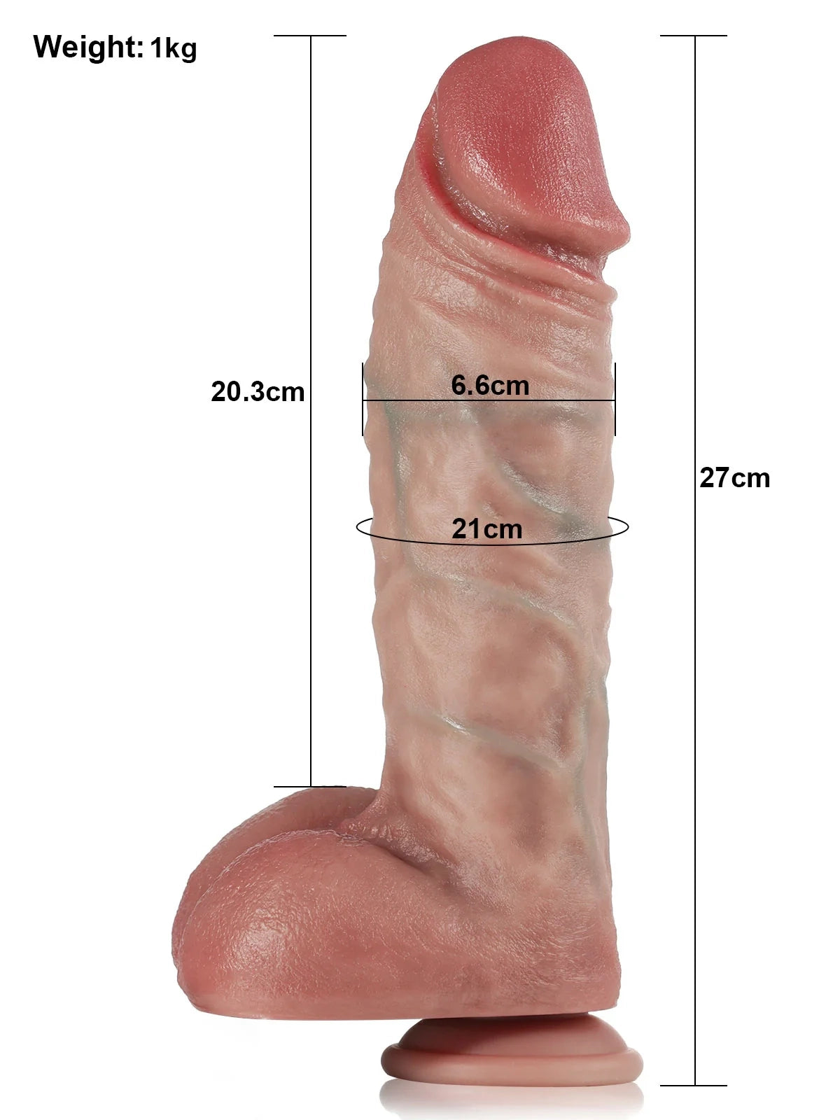 Wolfgang 10.6" x 2.8" Heated Thrusting Silicone Dildo with Midshaft Bulge & 9 Modes