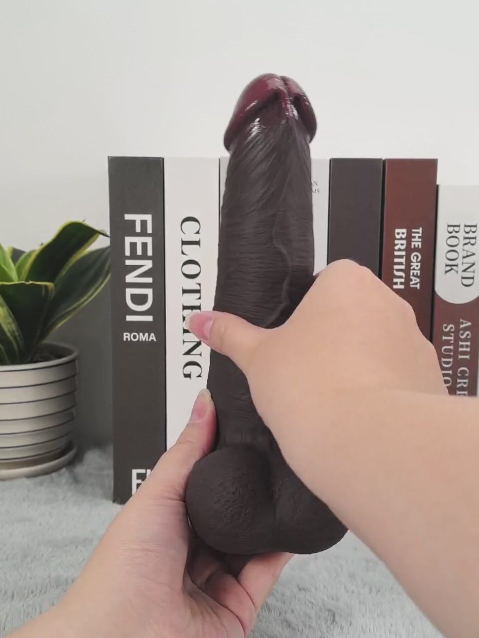 Jorg | 9.2" x 2.2" Tapered Black Realistic Dildo with Sliding Skin & Rosy Glans